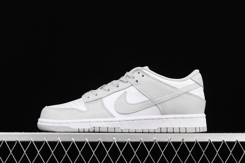 Dunk Style Retro Sneakers - White & Grey Fog - NocturiaShop