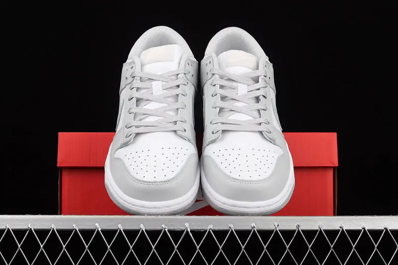 Dunk Style Retro Sneakers - White & Grey Fog - NocturiaShop