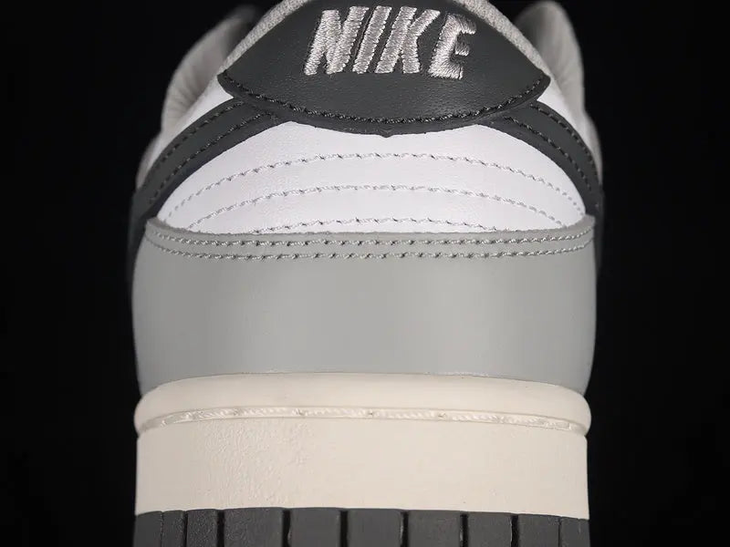 Dunk Style Retro Sneakers - White & Light Smoke Grey & Black - NocturiaShop