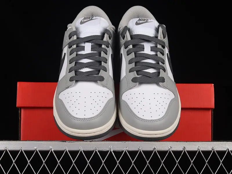 Dunk Style Retro Sneakers - White & Light Smoke Grey & Black - NocturiaShop