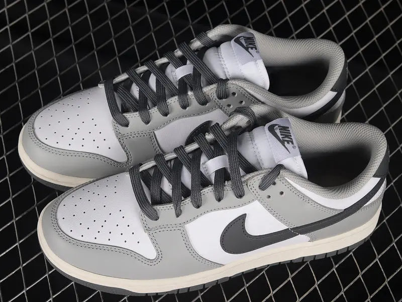 Dunk Style Retro Sneakers - White & Light Smoke Grey & Black - NocturiaShop