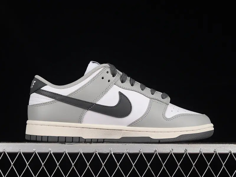 Dunk Style Retro Sneakers - White & Light Smoke Grey & Black - NocturiaShop