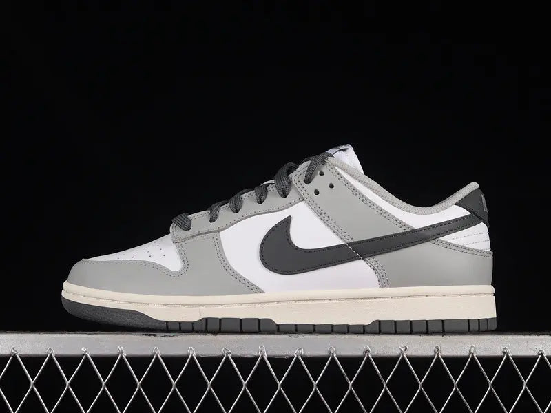 Dunk Style Retro Sneakers - White & Light Smoke Grey & Black - NocturiaShop
