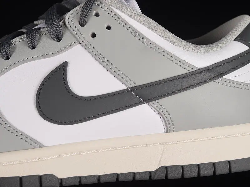 Dunk Style Retro Sneakers - White & Light Smoke Grey & Black - NocturiaShop