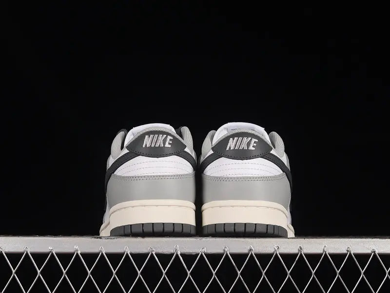 Dunk Style Retro Sneakers - White & Light Smoke Grey & Black - NocturiaShop