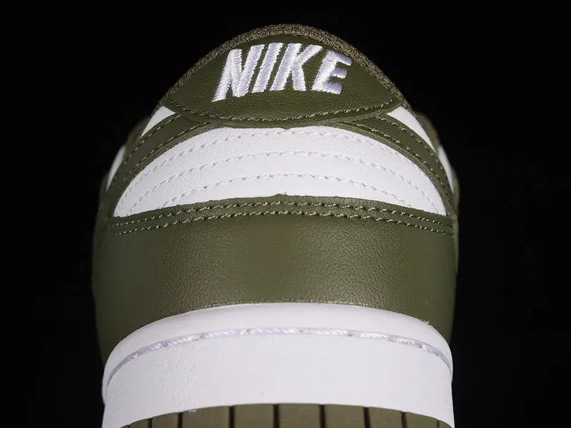 Dunk Style Retro Sneakers - White & Medium Olive - NocturiaShop