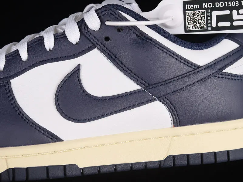 Dunk Style Retro Sneakers - White & Midnight - NocturiaShop