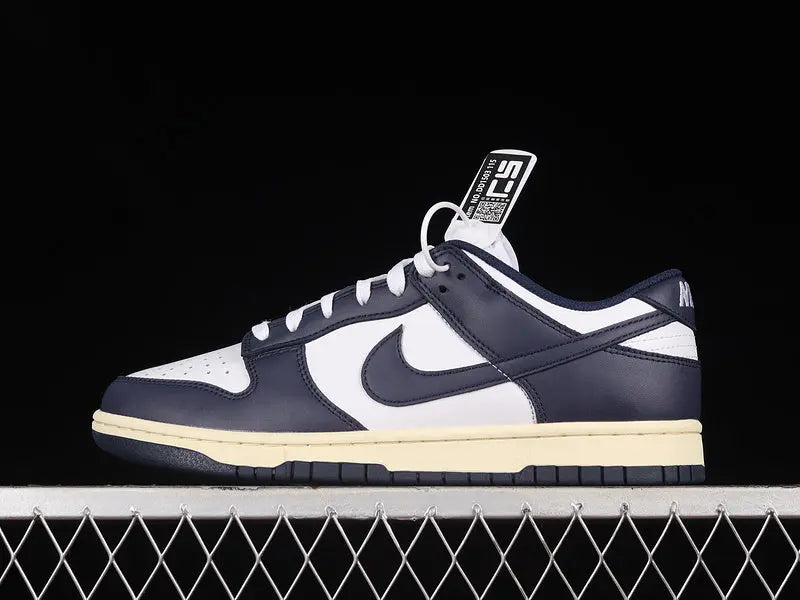 Dunk Style Retro Sneakers - White & Midnight - NocturiaShop