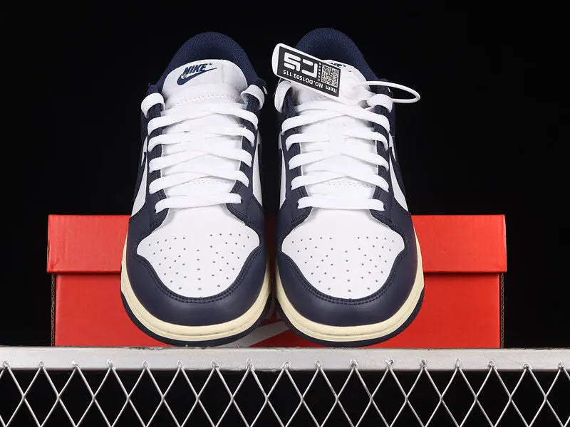 Dunk Style Retro Sneakers - White & Midnight - NocturiaShop