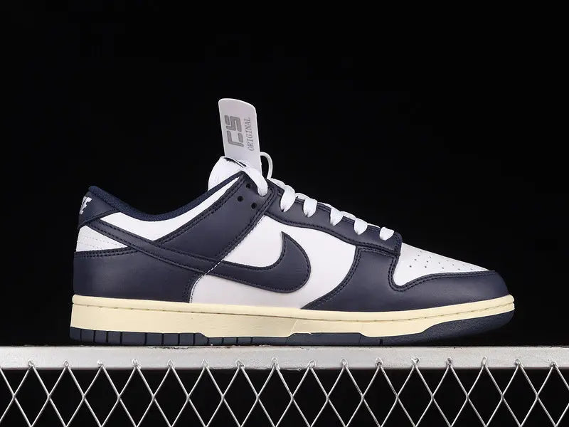 Dunk Style Retro Sneakers - White & Midnight - NocturiaShop