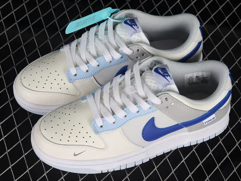 Dunk Style Retro Sneakers - White & Photon Dust & Hyper Royal - NocturiaShop