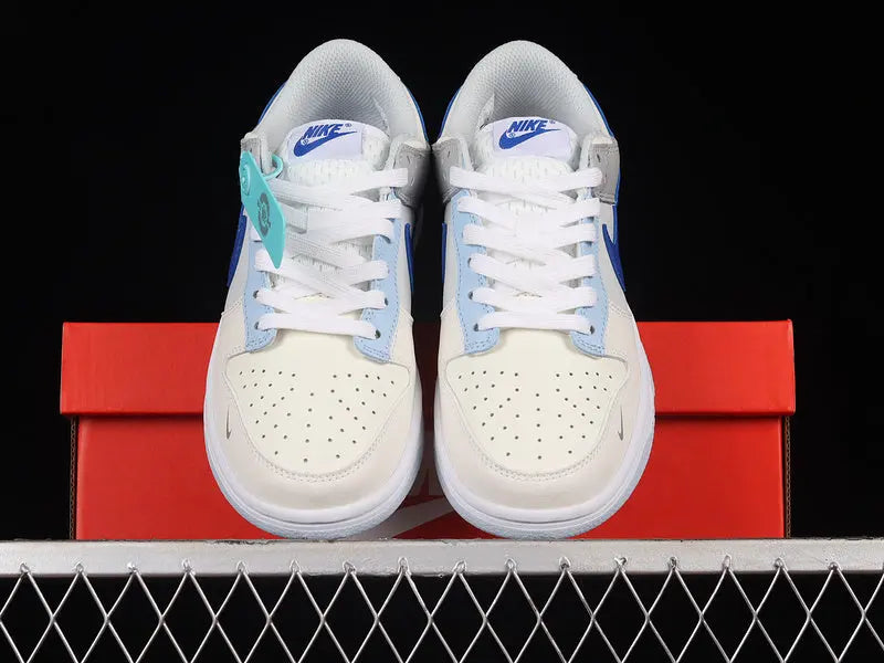 Dunk Style Retro Sneakers - White & Photon Dust & Hyper Royal - NocturiaShop