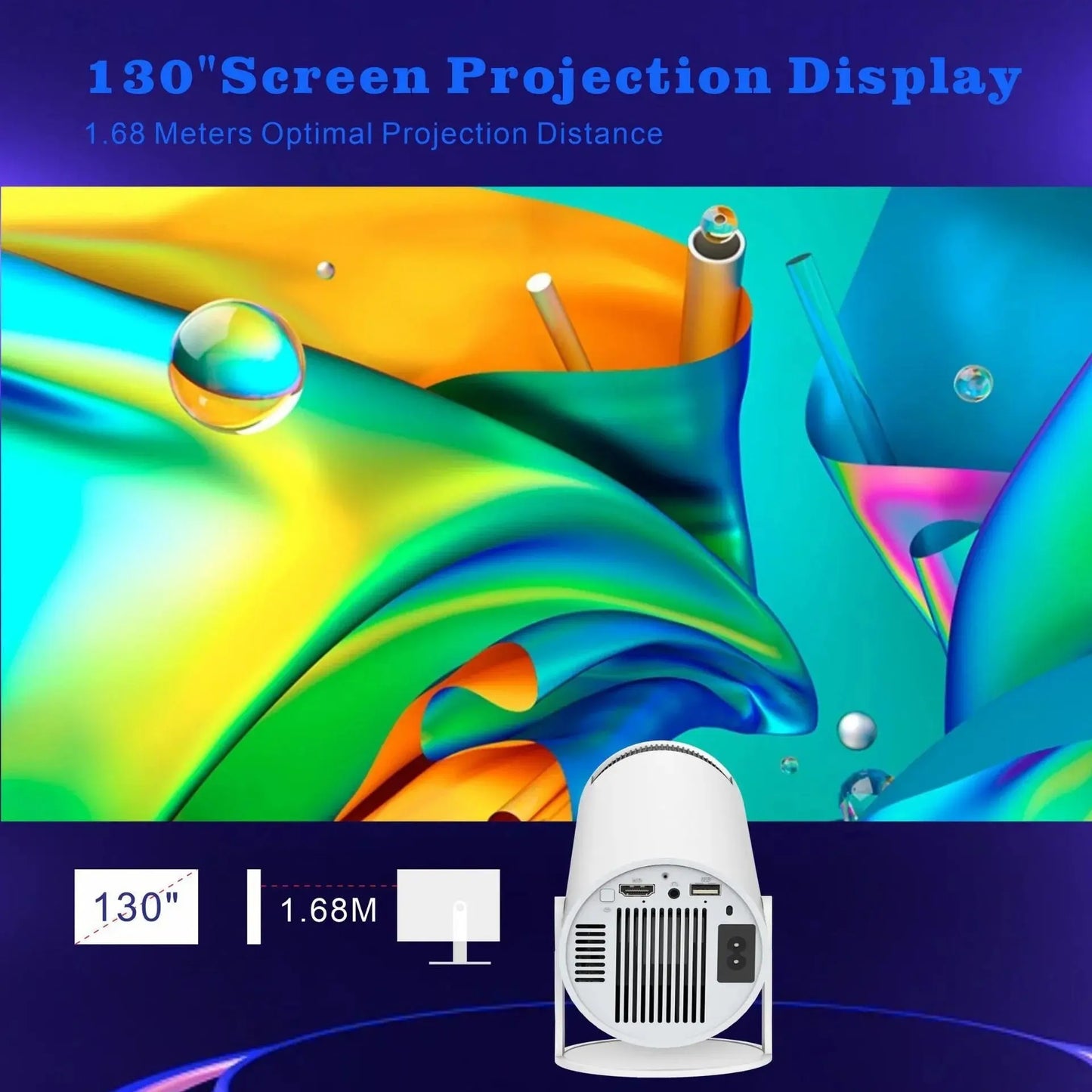 4k Mini Projector with Android TV, 130 inch - NocturiaShop
