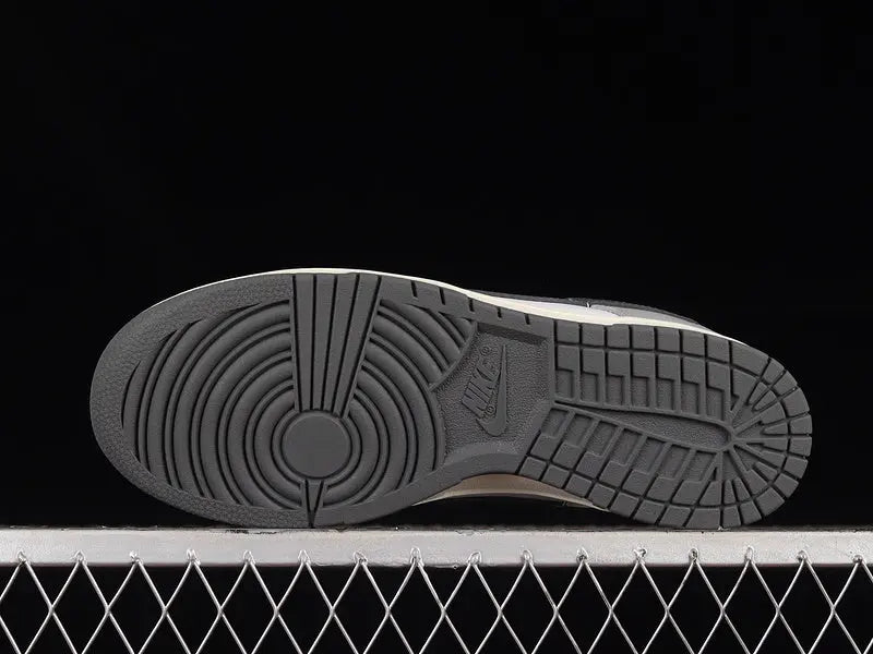 Dunk Style Retro Sneakers - White & Light Smoke Grey & Black - NocturiaShop