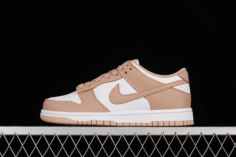 Dunk Style Retro Sneakers - White & Rose Whisper - NocturiaShop