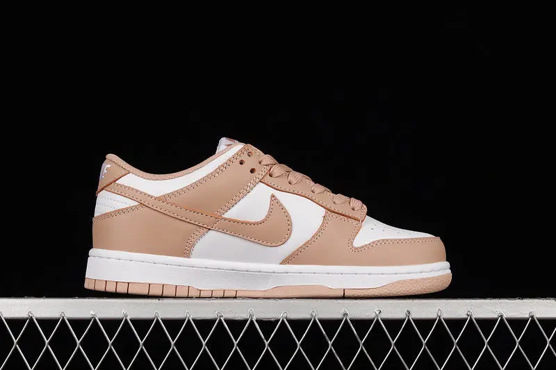 Dunk Style Retro Sneakers - White & Rose Whisper - NocturiaShop