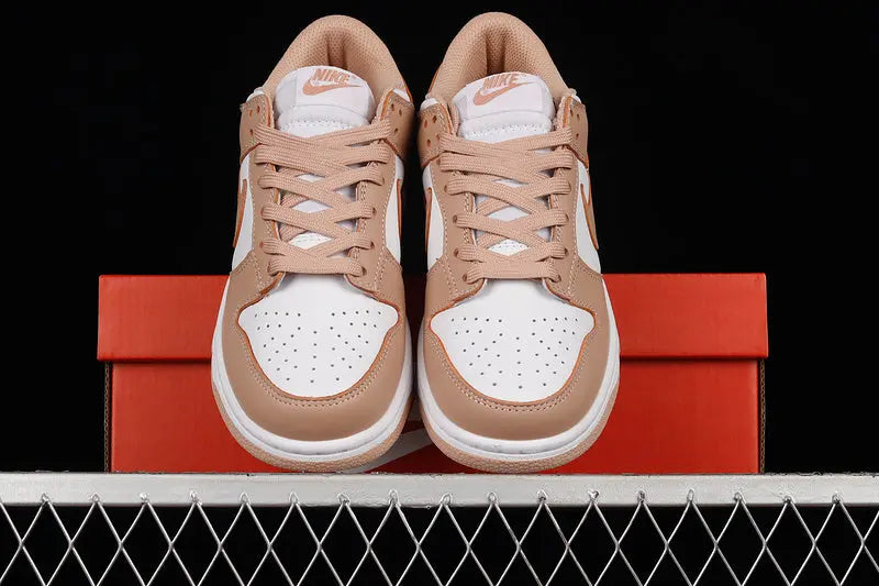 Dunk Style Retro Sneakers - White & Rose Whisper - NocturiaShop