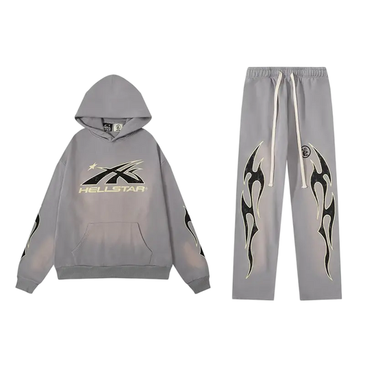 Hellstar Style Hoodie & Pants Set - Gray NocturiaShop