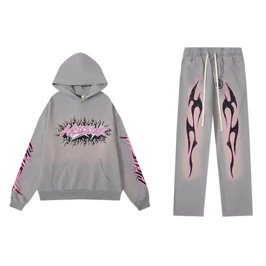 Hellstar Style Hoodie & Pants Set - Gray NocturiaShop