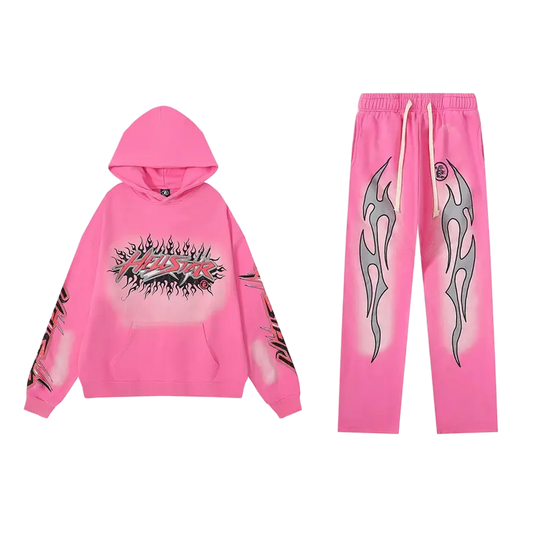 Hellstar Style Hoodie & Pants Set - Pink NocturiaShop